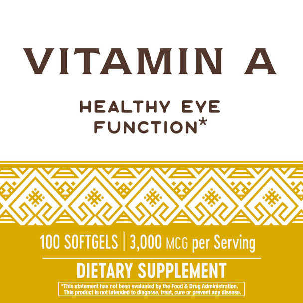 Nature'S Way Vitamin A, 3,000 Mcg Per Serving, 100 Softgels