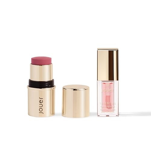 Jouer Blush And Bisous Cheek And Lip Set Cream Blush Moisturizing Dry Lip Serum Clear Lip Oil