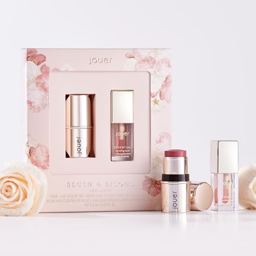 Jouer Blush And Bisous Cheek And Lip Set Cream Blush Moisturizing Dry Lip Serum Clear Lip Oil