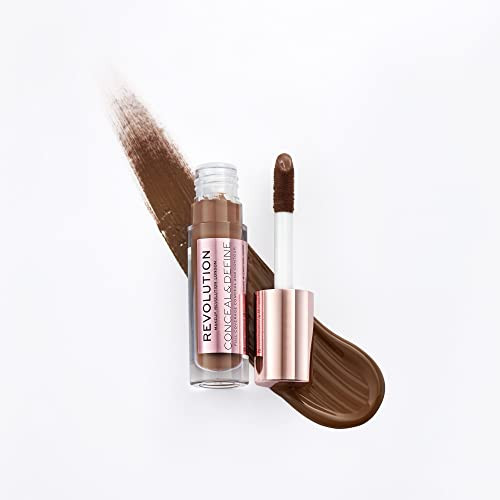 Revolution Beauty London Revolution Conceal And Define Concealer Full Coverage And Lightweight Longlasting Matte Finish Vegan And Cruelty C17 Dark To Deep Skin Tones 0.14 Oz