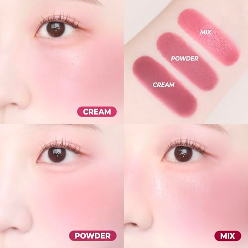 Colorgram Tintin Dory Duo Blusher 05 Red Heart Duodual Texture Cream And Powder Blush In Onenatural Flush To Matte Finish Cheek Colorbuildable Compact Korean Blush For Daily Makeup