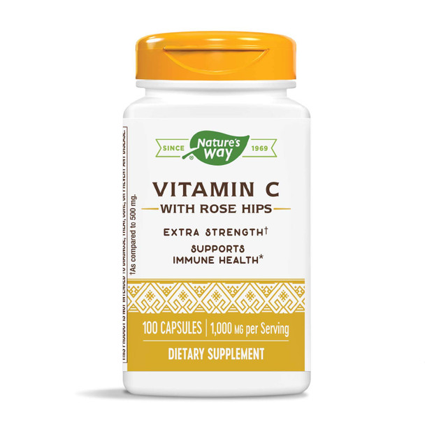 Nature's Way Vitamin C 1000 with Rose Hips, 100 Capsules