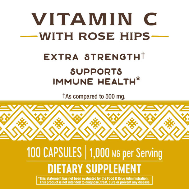 Nature's Way Vitamin C 1000 with Rose Hips, 100 Capsules