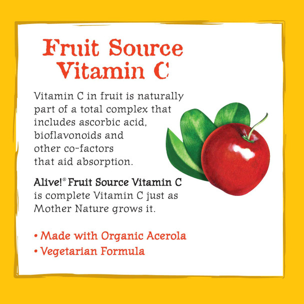 Nature's Way Alive! Vitamin C Supplement, Made with Organic Fruit, 120 Vegetarian Capsules