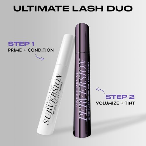 Urban Decay Perversion Volumizing Black Mascara plus Subversion Eyelash Primer Bundle For Length And Volume Bold Buildable Lash Look