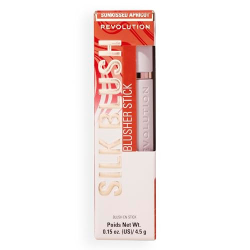 Revolution Beauty London Revolution Skin Silk Marble Blush Stick Sunkissed Apricotbuildable Color For Cheek Eye And Lip Creamtopowder Formula Vegan And Crueltyfree 0.15 Oz
