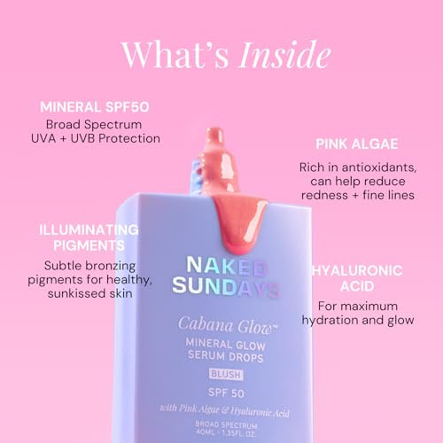 Sundays Cabanaglow Spf 50 Blush Cream Blush Serum Sunscreen With Nonnano Zinc Hydrating Skincare Actives And Luminous Glow Finish