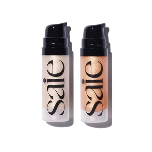 Saie Glowy Super Gel Mini Duo Includes Warmglow plus Sunglow Lightweight Illuminator For Glowing Skin Wear Alone Or Under Makeup 2 Products 0.5 Oz Each