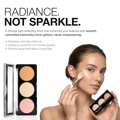 Palladio Im Glowing Illuminating Highlighting Palette Glow Bronzer Powder Makeup Set High Pigmented Shimmery Colors Neutral