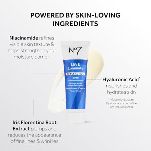 No7 Lift And Luminate Primer Hydrating Primer With Niacimamide Creates Smooth Base For Makeup Application And Illuminates Skin Glow 30Ml