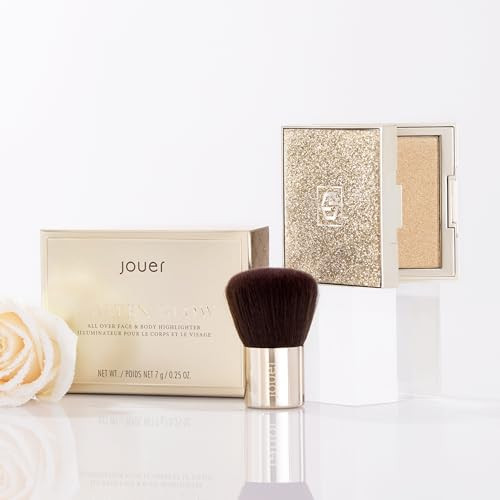 Jouer Molten Glow All Over Face And Body Highlighter And Travel Brush Set Luminizing Makeup Shimmer And Highlight Powder