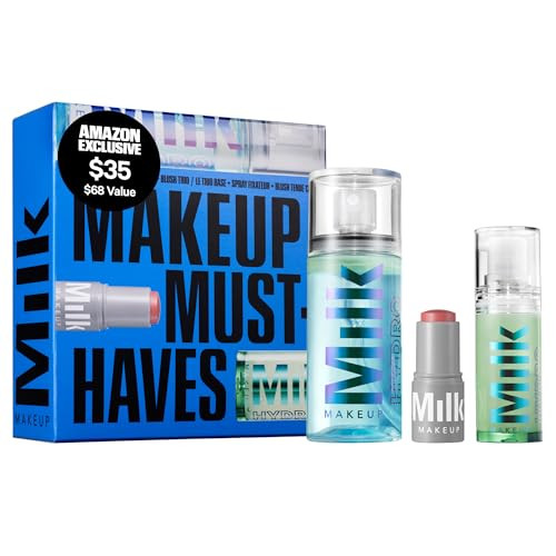 Milk Makeup Mini Musthaves Set Includes 12Hr Hydrating Face Primer .33Oz plus 12Hr Setting Spray For Gripping Makeup And Multiuse Cream Blush Stick plus Lip Color In Werk Dusty Rose 1.69Oz 0.10Oz