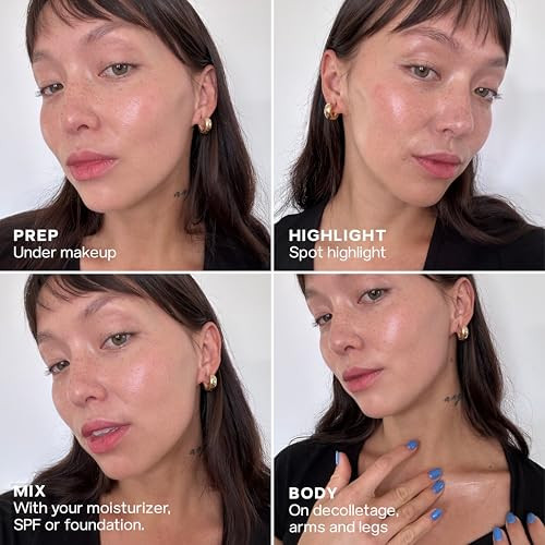 Saie Glowy Super Gel Lightweight Illuminator Starglow Duo Luminizer For Glowing Skin Wear Alone Or Under Makeup Includes Full plus Mini 1 Fl Oz 0.5 Fl Oz