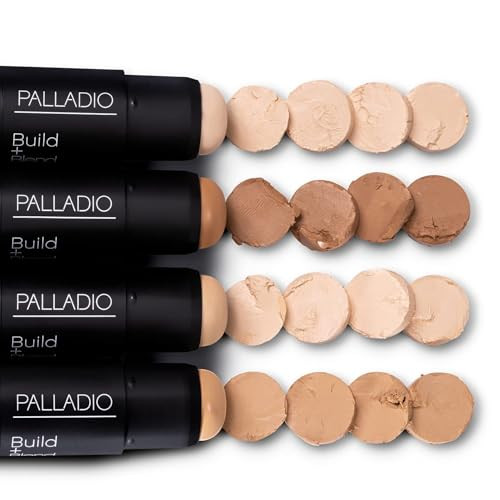Palladio Build And Blend Foundation Stick Medium Coverage Buildable Contour Stick For Face Ultra Blendable Creamy Formula For A Natural Shine Finish Professional Makeup Almond 0.25 Ounce