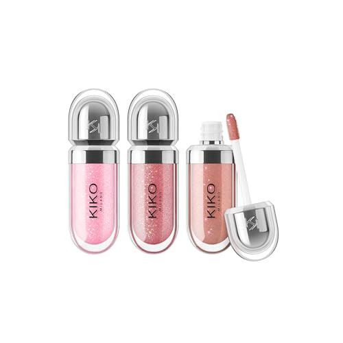 Kiko Milano Glossy Lip Set Mini Lip Kit 3 Mini Hydrating Lip Glosses With 3D Volume Effect
