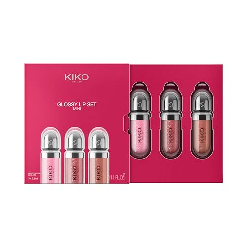 Kiko Milano Glossy Lip Set Mini Lip Kit 3 Mini Hydrating Lip Glosses With 3D Volume Effect