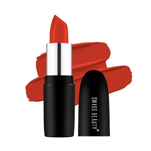 Swiss Beauty Pure Matte Creamy Lipsticknondrying Highly Pigmented Lipstickshade Orange Red 3.8Gm