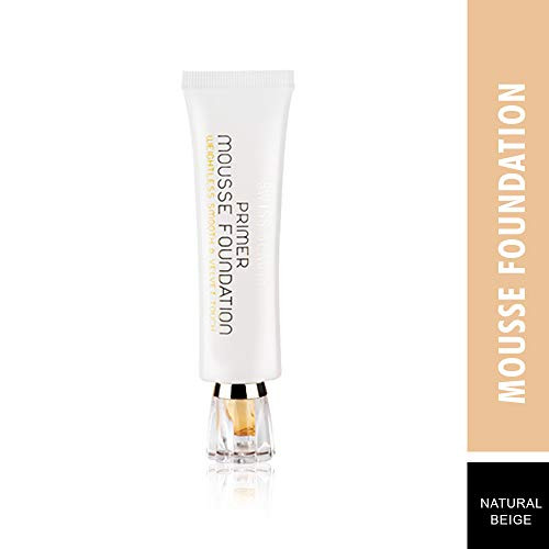 Swiss Beauty Primer Mousse Foundation Weightless Smooth And Velvet Touch Face Makeup Natural Beige 30Ml