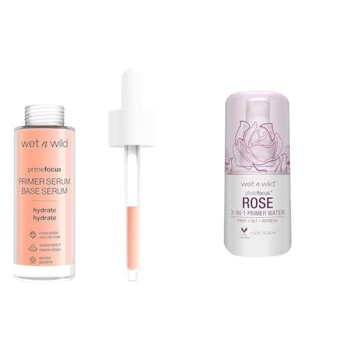 Wet N Wild Prime Focus Primer Serum For Face And Photo Focus Primer Water Rose Addiction Bundle 1.52 Ounces