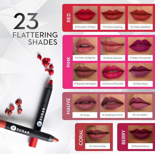 Sugar Cosmetics Matte As Hell Crayon Lipsticks For Women Lasts Up To 8plus Hours Lip Crayon With Sharpener 25 Lily Aldrin 2.8 G Pack Of 1