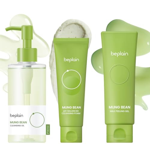 Beplain Mung Bean Trio Cleansing Oil And Cleansing Foam And Peeling Gelfragrancefreepore Care Start With Mung Beankorean Skin Caresuitable For Sensitive Skin 160Ml