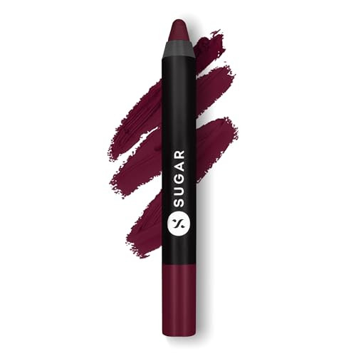 Sugar Cosmetics Matte As Hell Crayon Lipsticks For Women Lasts Up To 8plus Hours Lip Crayon With Sharpener 24 Rachel Berry 2.8 G Pack Of 1