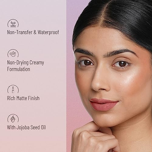 Swiss Beauty Nontransfer Waterproof Lipstick With Jojoba Seed Oilmatte Finishlonglastinghighly Pigmentedshade Roseate 3Gm