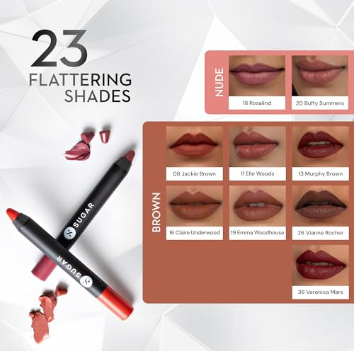 Sugar Cosmetics Matte As Hell Crayon Lipsticks For Women Lasts Up To 8plus Hours Lip Crayon With Sharpener 20 Buffy Summers 2.8 G Pack Of 1