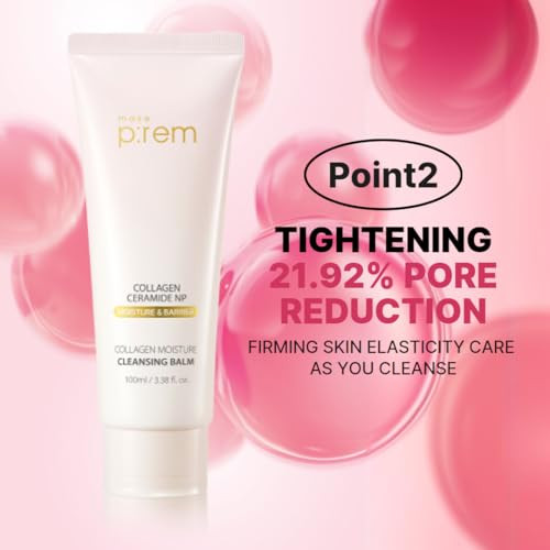 Makep:Rem Make Prem Collagen Moisture Cleansing Balm Gentle Deep Cleansing Makeup Remover For Pore Tightening And Enhancing Skin Barrier Korean Skin Care 3.38 Fl.Oz 100Ml