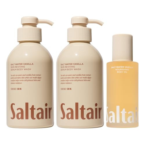 Saltair Body Care Duobody Wash plus Body Oilsalt Water Vanillacoordinated Cleansing And Postbath Hydration Regimen With A Gentle Lather And Botanical Finish