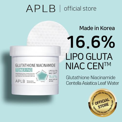 Aplb Glutathione Niacinamide Toner Padlipo Gluta Niac Cen 16.6% Korean Skincare Dual Surface Toner Pads Long Lasting Moisturizing Makeup Remover Pore Care 3.38 Fl.Oz