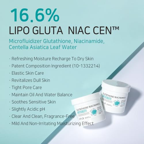 Aplb Glutathione Niacinamide Toner Padlipo Gluta Niac Cen 16.6% Korean Skincare Dual Surface Toner Pads Long Lasting Moisturizing Makeup Remover Pore Care 3.38 Fl.Oz