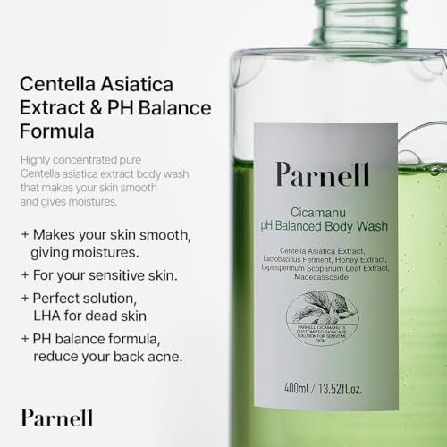 Parnell Cicamanu Acne Body Care Duo Ph Balanced Body Wash With Salicylic Acid Lha And Ceramide plus Soothing Body Mist With Centella Phagentle Cleanse And Postshower Care For Sensitive Blemishprone