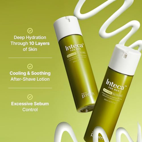 Makep:Rem Make Prem Inteca Soothing Allinone Moisturizer For Men After Shave Cream For Acneprone Skin All Skin Types Daily Hydrating Face Cream For Men Korean Skin Care 6.76 Fl.Oz.