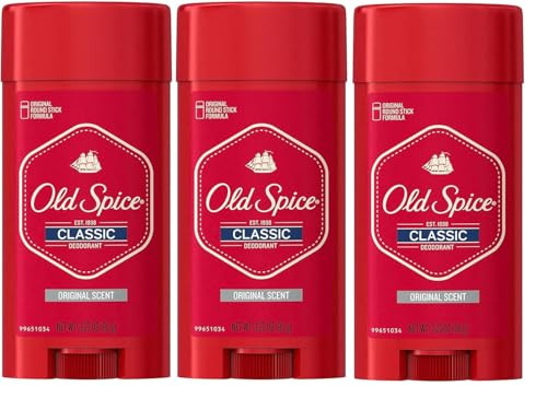 Old Spice Classic Deodorant For Men 24Hr Sweat And Odor Protection Long Lasting Freshness Clean And Masculine Fragrance Original Scent 3.25 Oz Pack Of 3