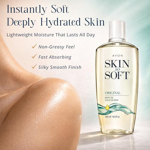 Avon Skin So Soft Original Bath Oil Moisturizing Body Oilmoisturizing Body Oil With Jojoba Oil Dry Skin Hydrating Shower Oil Perfect As An Aftershower Skin Softener For All Adults 16.9 Oz