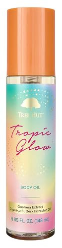 Tree Hut Tropic Glow Moisturizing Body Oil hydrating Oil For Soft And Glowing Skin Notes Almond Amber And Sandalwood Enriched W Cupua U Butter Guarana Pistachio Oil 5 Fl Oz