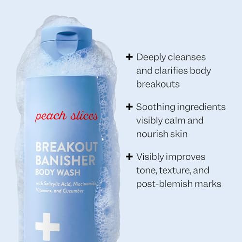 Peach and Lily Peach Slices Breakout Banisher Body Wash 1% Salicylic Acid And Glycolic Acid Clear And Prevent Body Breakouts Niacinamide And Cucumber Vegan Cruelty Korean Skin Care And Beauty 6.09 Oz