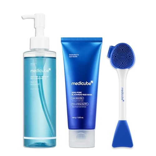 Medicube 3Step Zero Pore Care Trio Zero Pore Blackhead Cleansing Oil Zero Pore Mud Mask And Multi Pore Brush And Mask Applicatorallinone Blackhead And Excess Sebum Facial Care Routine