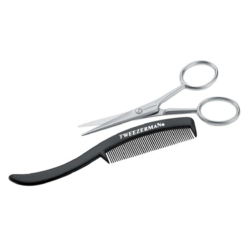 Tweezerman Moustache Scissors And Comb Black