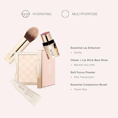 Jouer Les Musthaves Starter Settranslucent Setting Powder Makeup Brush Cream Blush And Lipstick Stick And Lip Plumper Makeup Set 115 Value