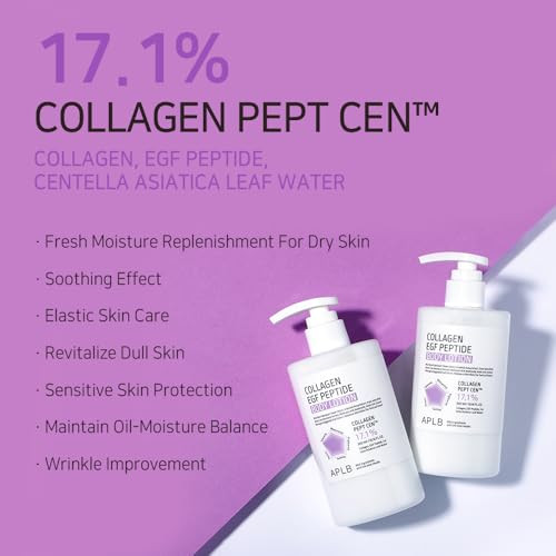 Aplb Collagen Egf Peptide Body Lotioncollagen Pept Cen 17.1% Korean Skincare Elasticity Care Long Lasting Moisturizing Revitalize For Gentle And Improve Skin Texture 10.14 Fl.Oz