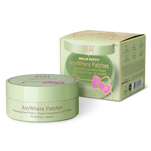 Pixi plus Hello Kitty Anywhere Multipurpose Hydrogel Patches Hyaluronic Caffeine And Retinol For Under Eyes Revitalize Eye Area 45 Pairs 90 Patches