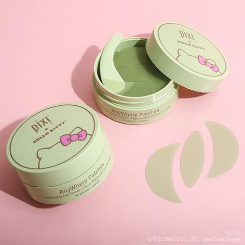 Pixi plus Hello Kitty Anywhere Multipurpose Hydrogel Patches Hyaluronic Caffeine And Retinol For Under Eyes Revitalize Eye Area 45 Pairs 90 Patches