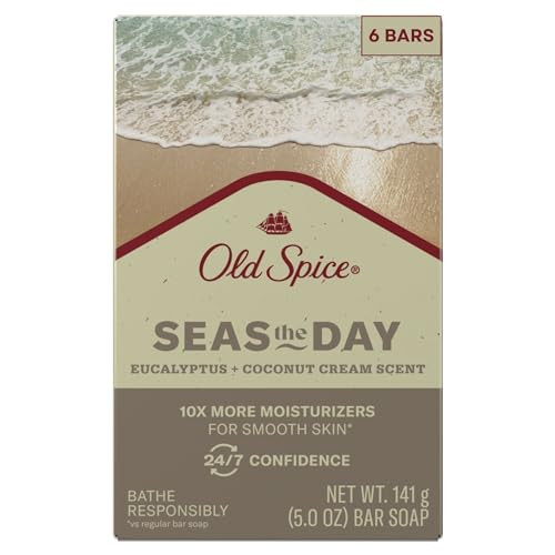 Old Spice Premium Bar Soap Seas The Day Eucalyptus And Coconut Cream Scent With Plant Based Cleansers 5.0 Oz Pack Of 6
