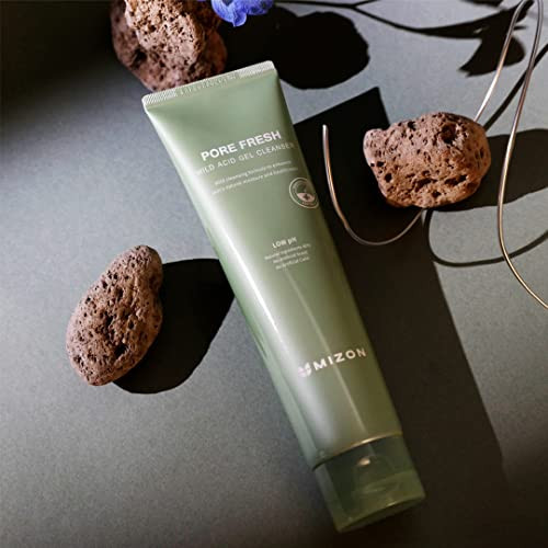Mizon Pore Fresh Mild Acid Gel Cleanser Facial Cleanser Natural Ingredients Refreshing Gel Formula Exfoliate Moisturize Package 5.07 Fl Oz