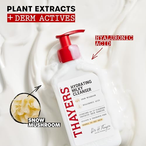 Thayers Milky Hydrating Face Cleanser With Snow Mushroom And Hyaluronic Acid Dermatologist Recommended Gentle Facial Wash And Hydrating Skincare For Dry And Sensitive Skin Paraben 8 Fl Oz