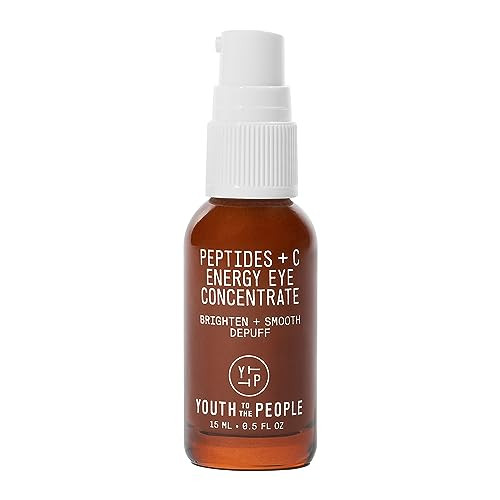Youth To The People Peptides plus Vitamin C Eye Concentrate Vitamin C Eye Serum With Caffeine plus Antioxidants Visibly Brightens Dark Circles Reduce Undereye Puffiness Blurs Fine Lines 0.5 Fl Oz
