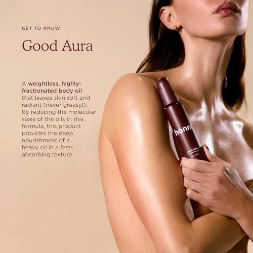 Hanni Good Aura Dry Body Oil Lightweight Aftershower Moisturizer With Jojoba Coconut Baobab And Buriti Oils Nongreasy Skincare For Soft Skin 100 Ml 3.38 Oz