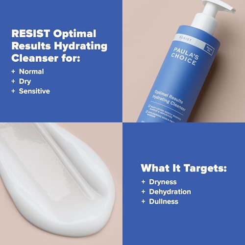 PaulaS Choice Paulas Choice Resist Optimal Results Hydrating Cleanser Green Tea And Chamomile Antiaging Face Wash Dry Skin 6.4 Ounce